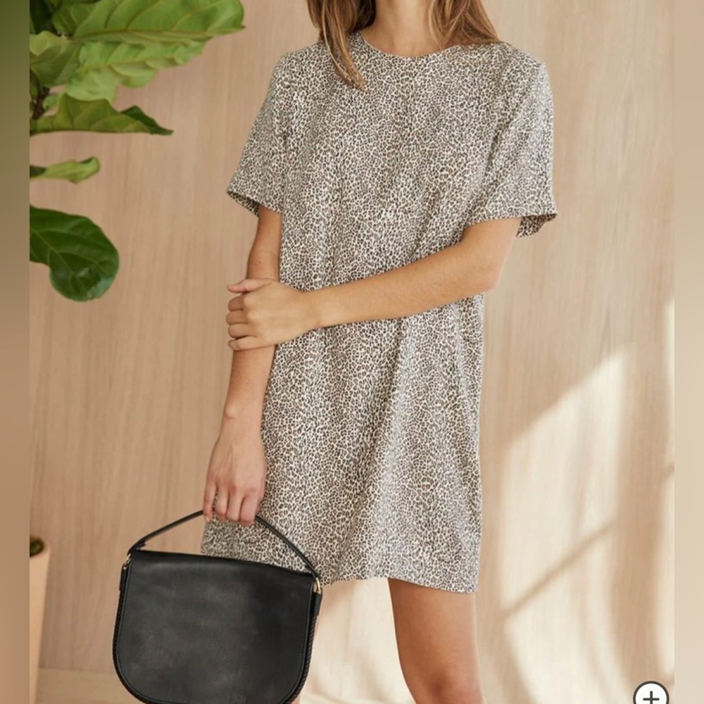 Jenni Kayne T Shirt Leopard Print Dress Large NWT